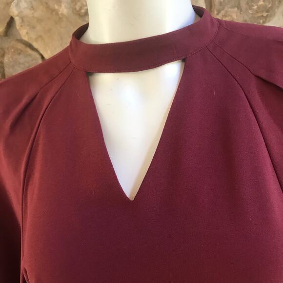 Leith Burgundy Long Sleeve Balloon Sleeve Blouse Women's Size Small - Picture 2 of 7